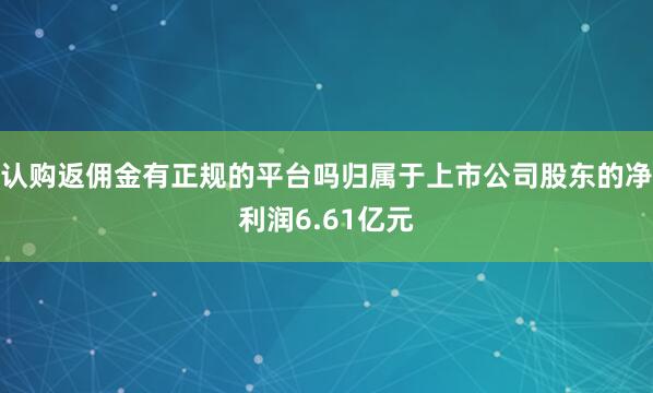 认购返佣金有正规的平台吗归属于上市公司股东的净利润6.61亿元